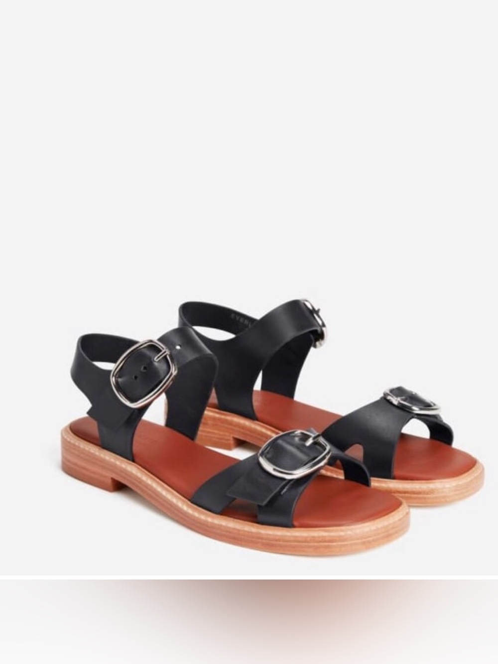 Everlane | Black Leather Buckle Sandals, 7